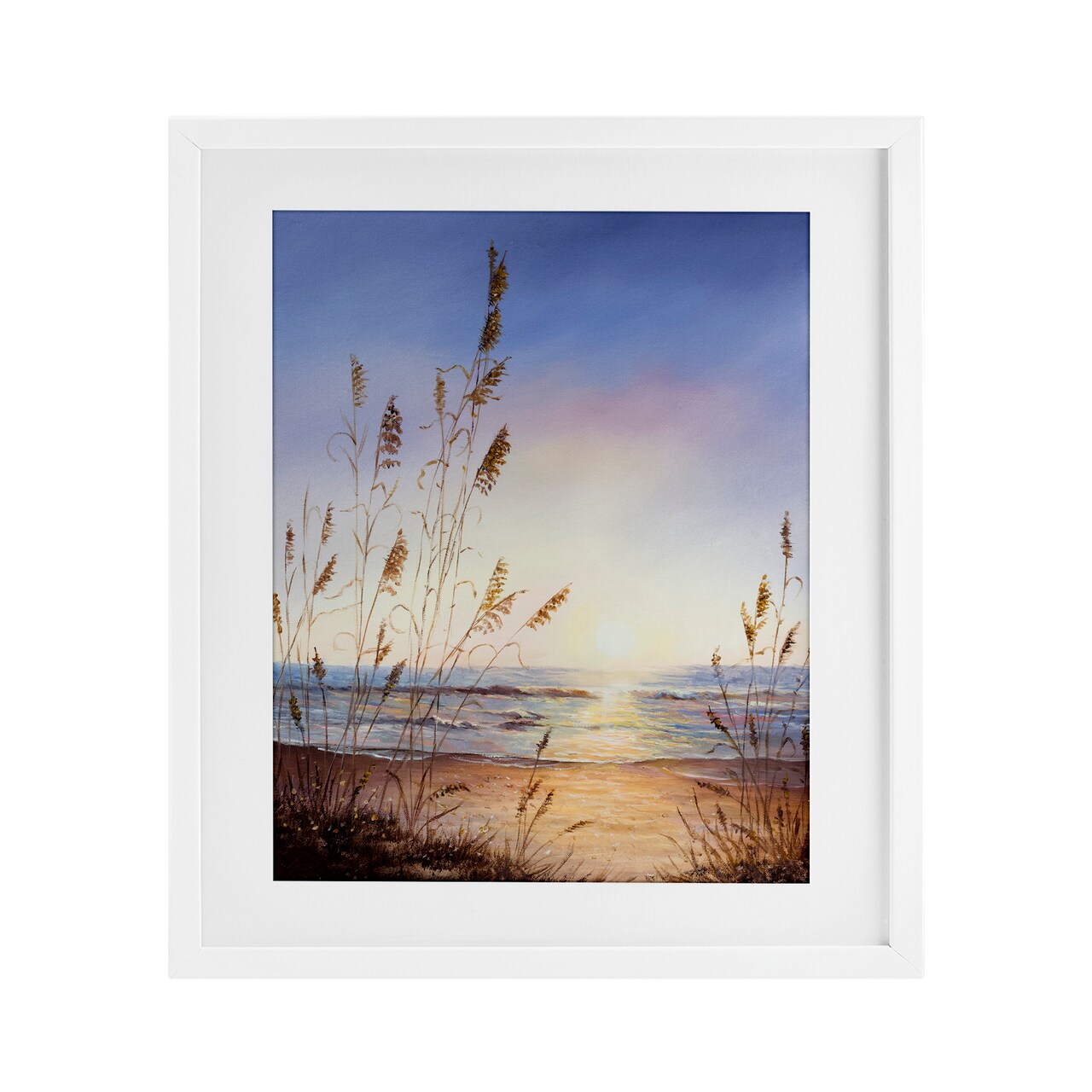 Stupell Industries Seascape with Sunlit Grasses Framed Print Under Glass, design by Michelle Faber